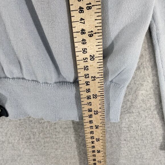 Brooks Brothers 346 Cardigan Sweater Wmns Small Supima Cotton Light Blue Black - Picture 4 of 11